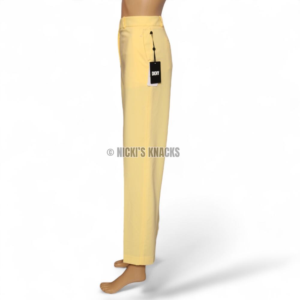 DKNY Essex Slim Ankle Pants Yellow Stretch Dress Trouser Workwear Modern Size 14 - Picture 4 of 13
